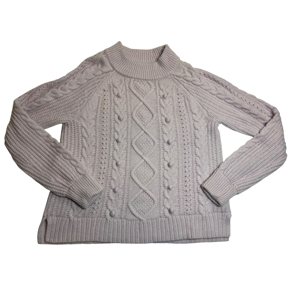 J.Crew Sweater Women's Pale Pink Excellent Cable Knit Popcorn Mock Neck Medium
